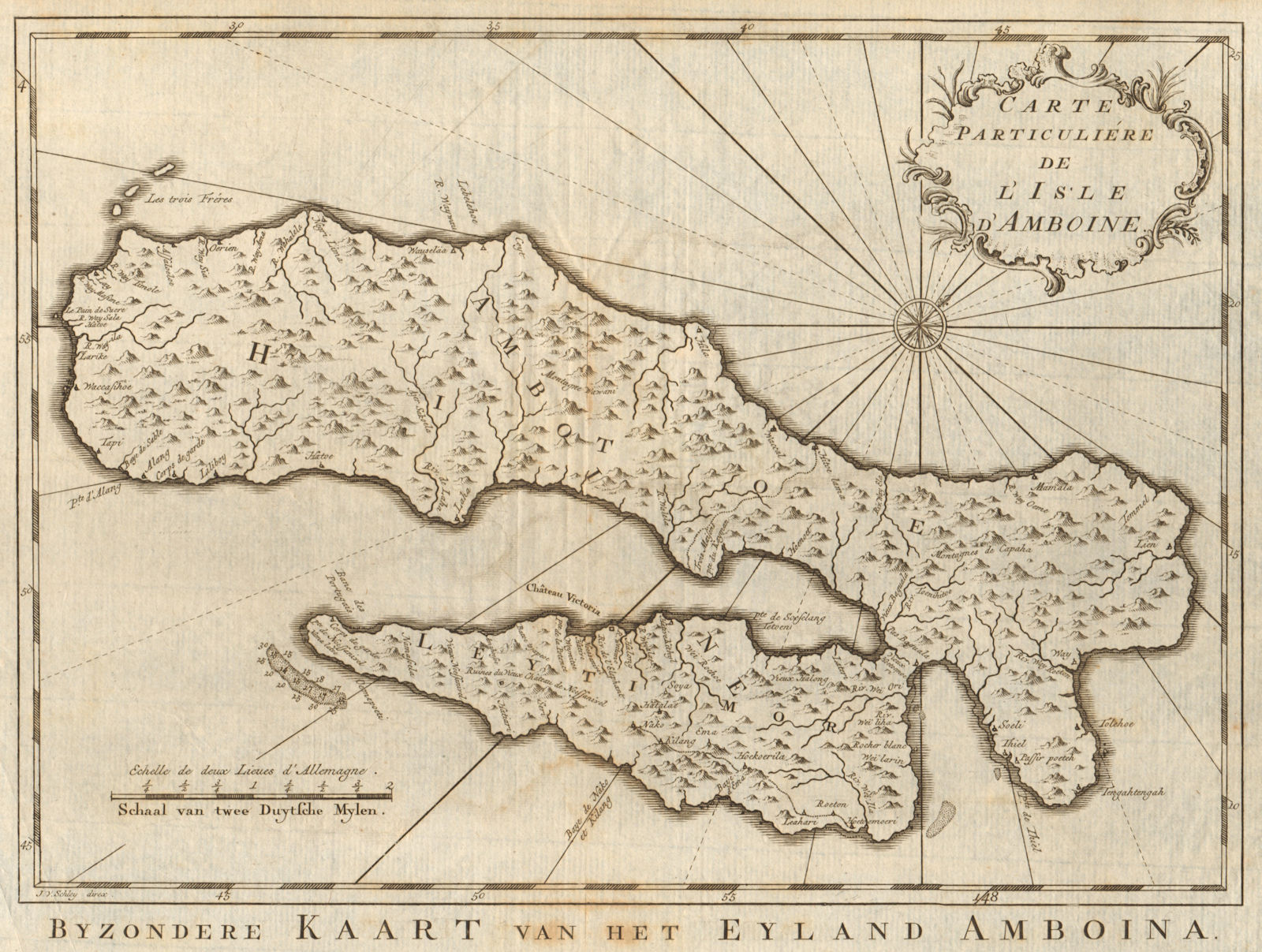 Associate Product 'Carte particulière de I’lsle d’Amboine'. Ambon, Maluku. BELLIN/SCHLEY 1755 map