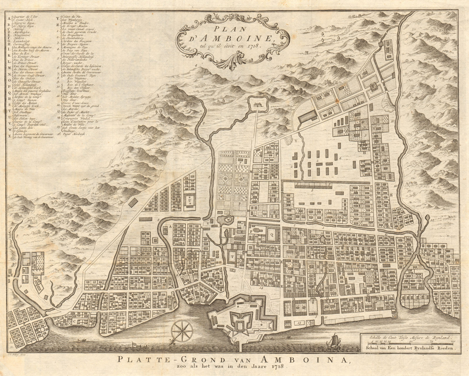 Associate Product 'Plan d’Amboine, tel qu'il étoit en 1718'. Ambon, Maluku. BELLIN/SCHLEY 1755 map