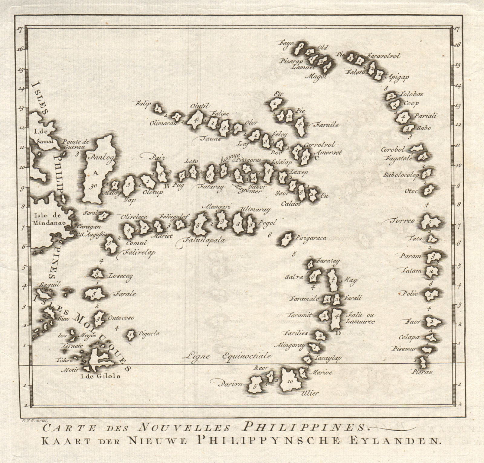 Associate Product 'Carte des Nouvelles Philippines'. Caroline islands. BELLIN/SCHLEY 1757 map