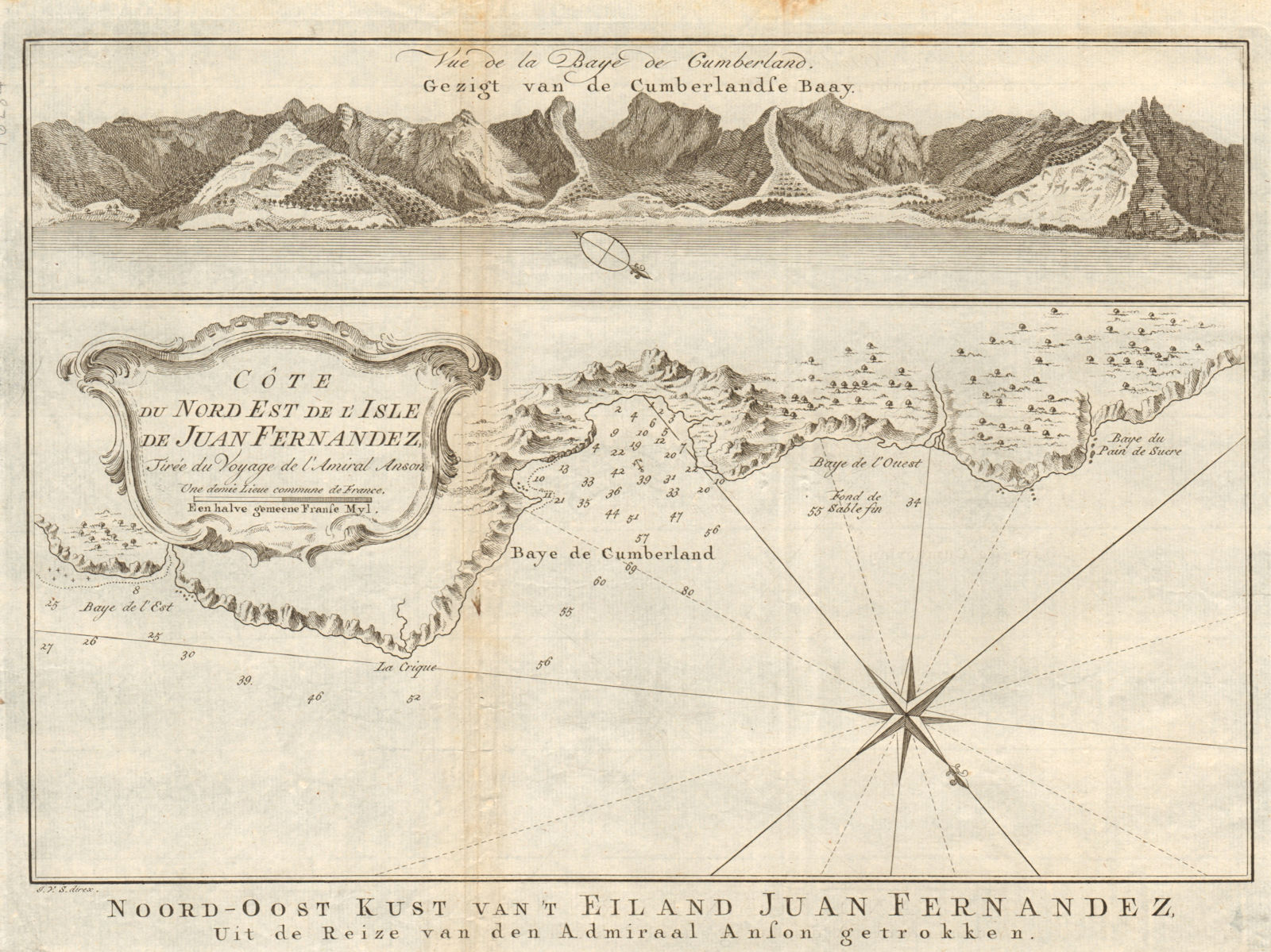 Associate Product San Juan Bautista, Isla Robinson Crusoe, Juan Fernandez. BELLIN/SCHLEY 1757 map