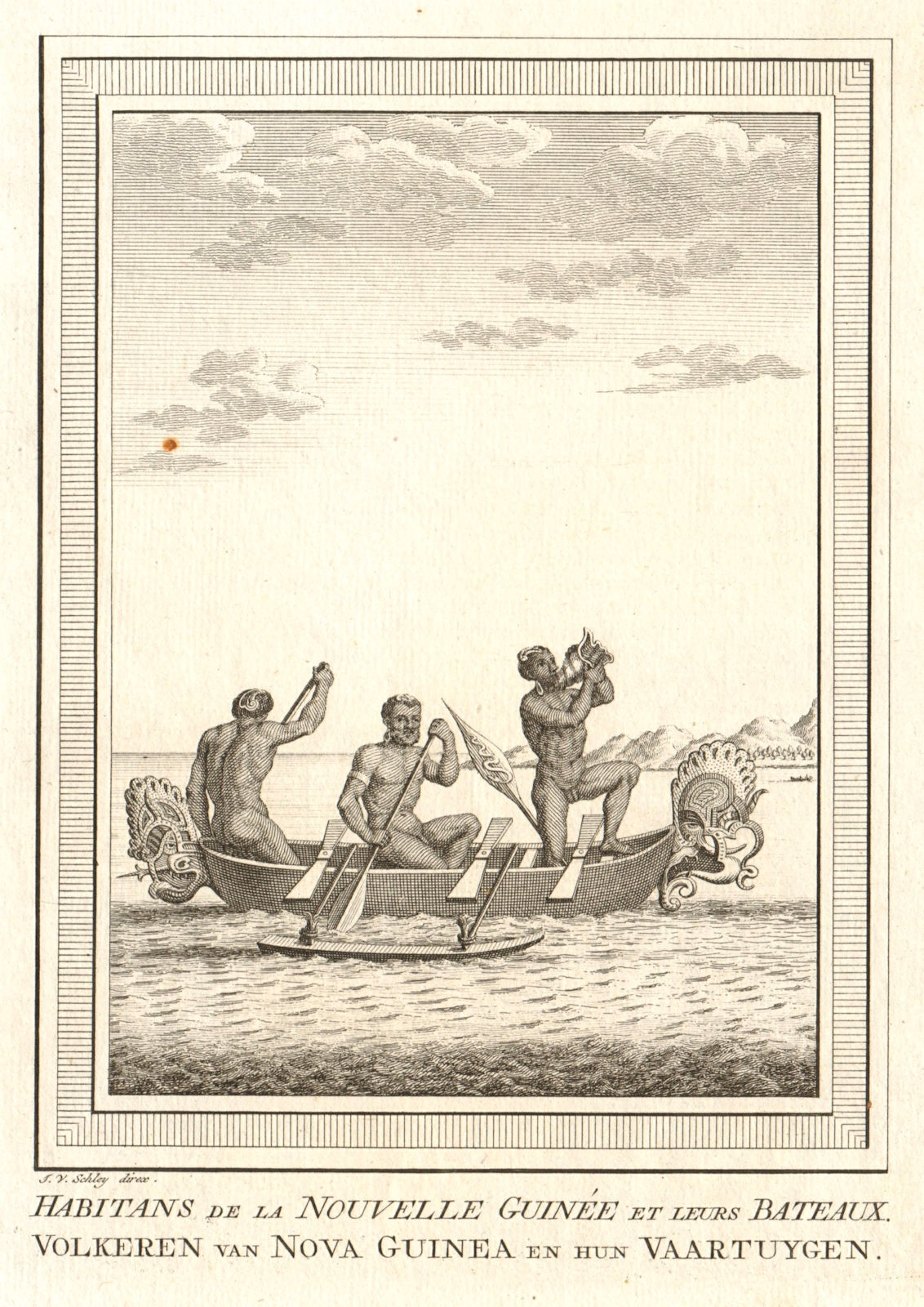 Associate Product 'Habitans de la Nouvelle Guinée et leurs bateaux'. New Guinea. Boat. SCHLEY 1758