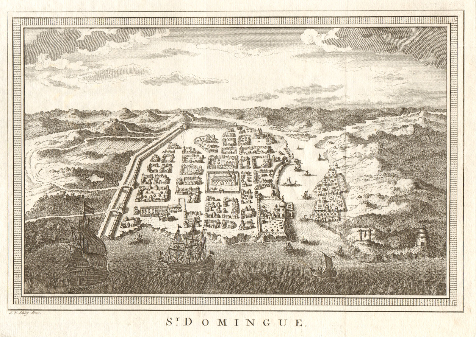 Associate Product 'St. Domingue'. City view of Santo Domingo, Dominican Republic. SCHLEY 1762