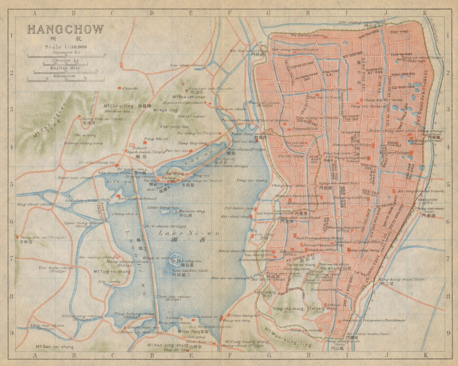 Associate Product 'Hangchow'. Hangzhou antique town city plan. China 1915 old map chart