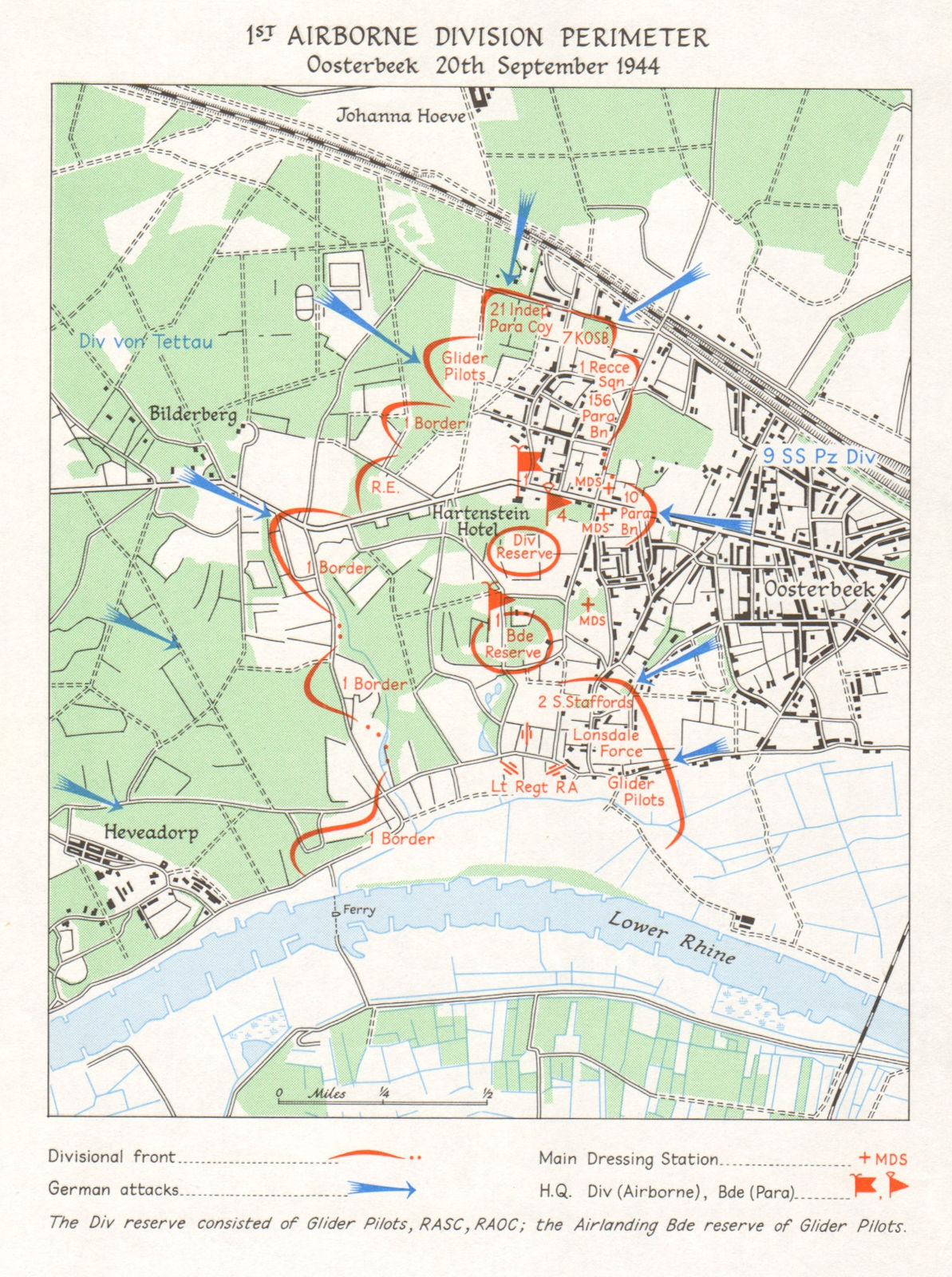 1st Airborne Division. Oosterbeek 20th September 1944. Market Garden 1968 map