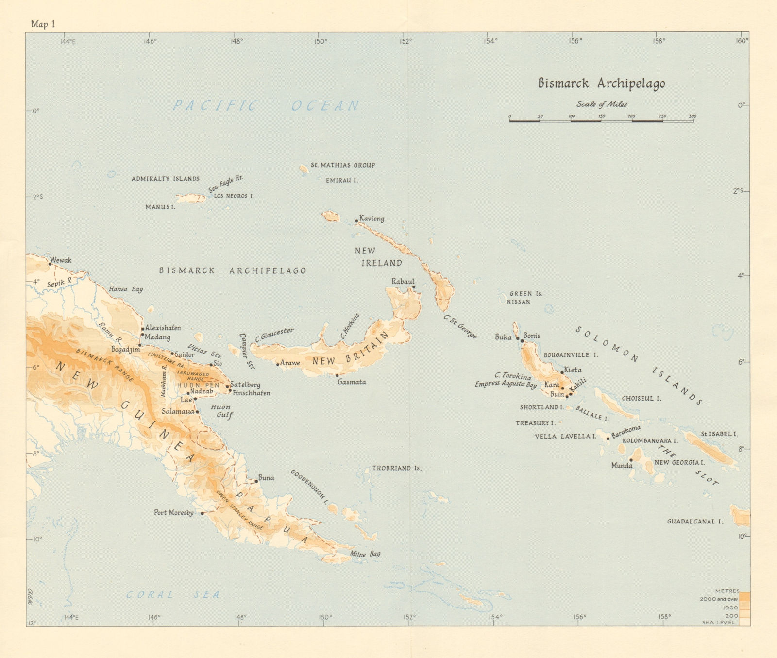 Associate Product Bismarck Archipelago New Guinea New Britain 1943/4. Ports. World War 2 1961 map