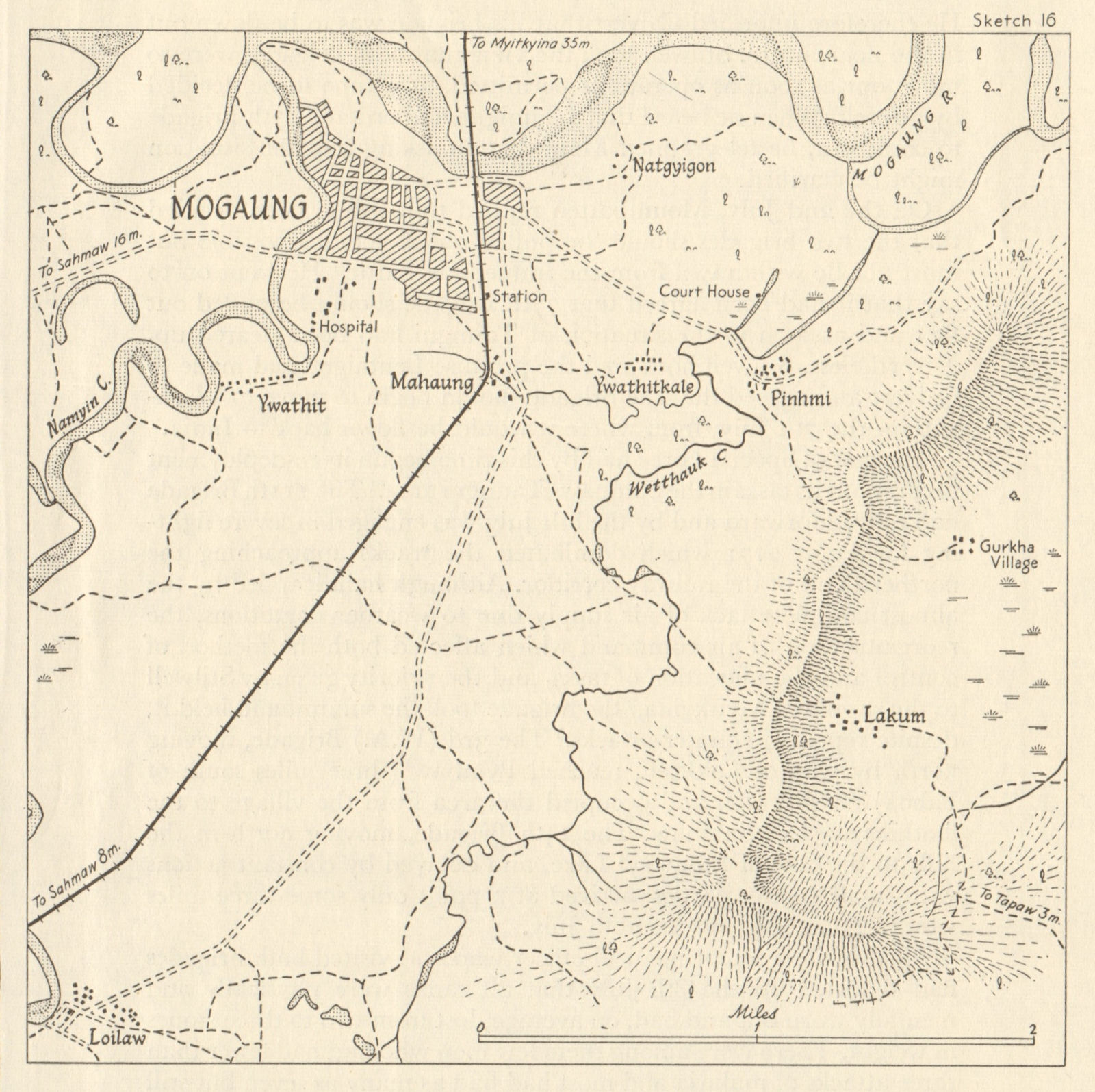 Associate Product Burma Campaign 1944. Mogaung. World War 2. Chindits Gurkhas 1961 old map