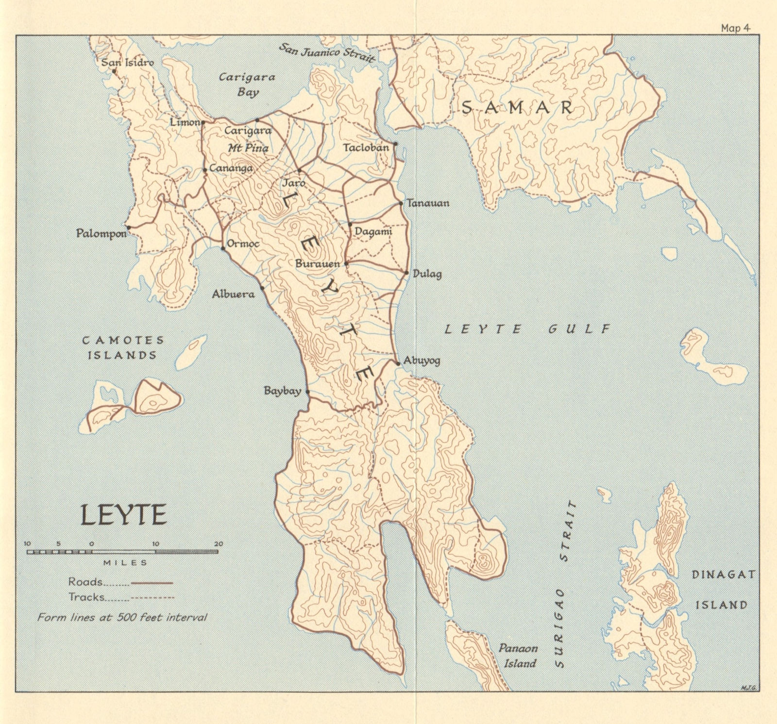 Leyte. Battle of Leyte Gulf October 1944. Philippines World War Two 1965 map