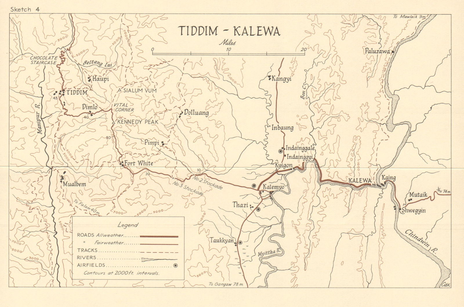 Burma Campaign. Tiddim-Kalewa. Battle of Meiktila/Mandalay Dec 1944 WW2 1965 map