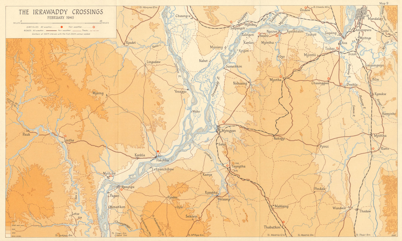 Associate Product Irrawaddy Crossings February 1945 Battle of Mandalay Burma Campaign WW2 1965 map