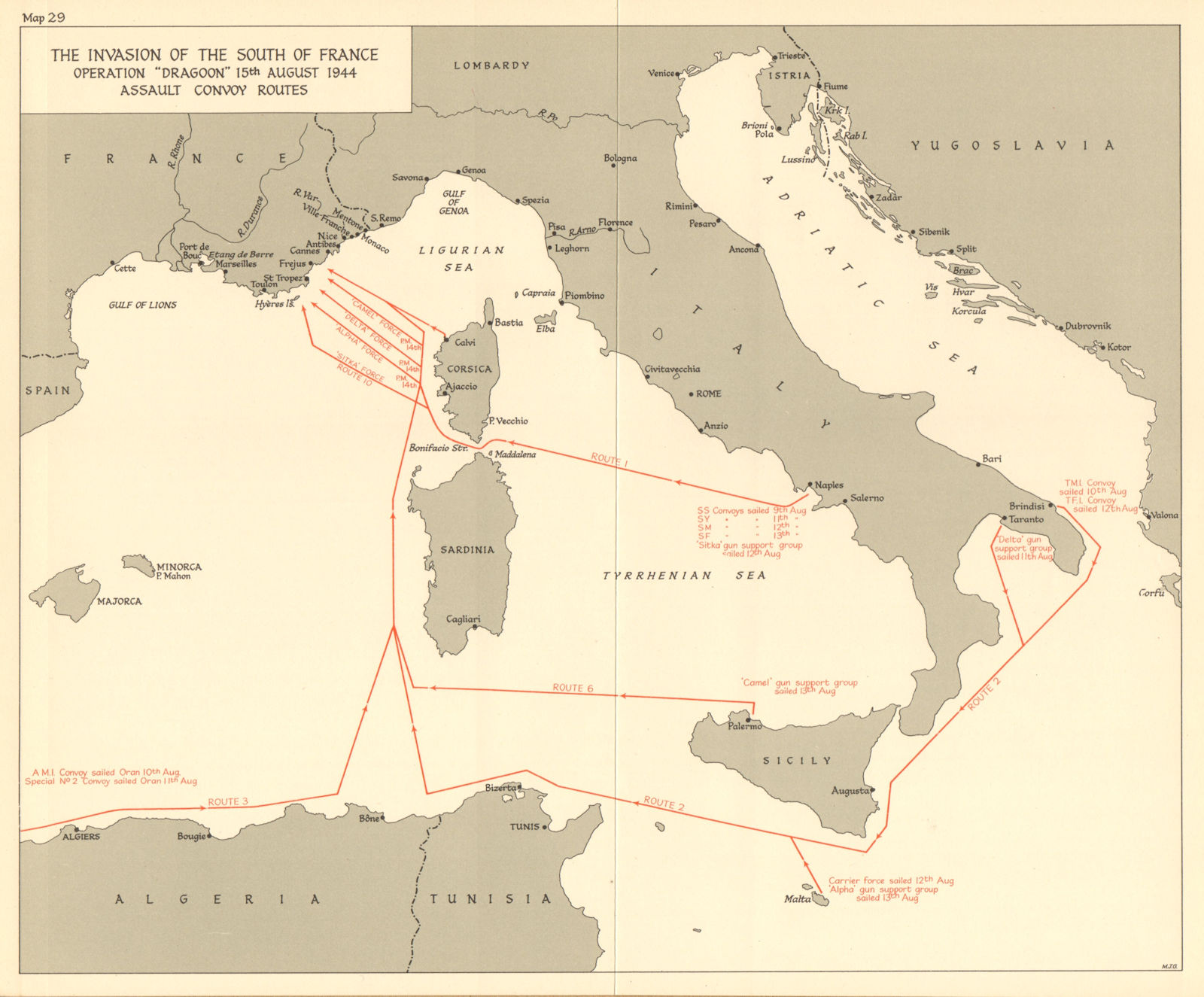 Associate Product Operation Dragoon 15 August 1944. Assault. Invasion of South of France 1961 map