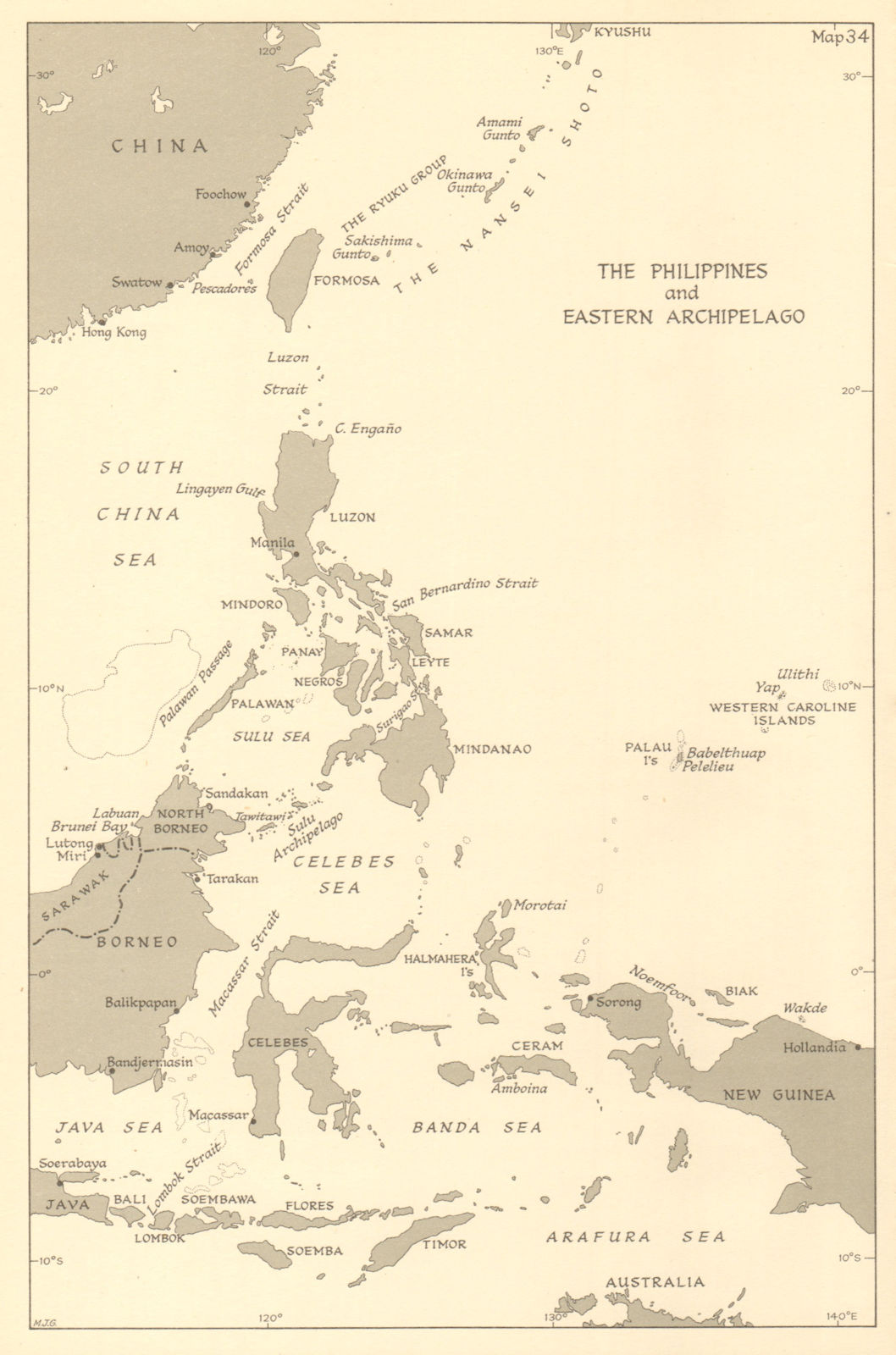 Associate Product Philippines & Eastern Archipelago in 1944. Pacific Theatre. World War 2 1961 map