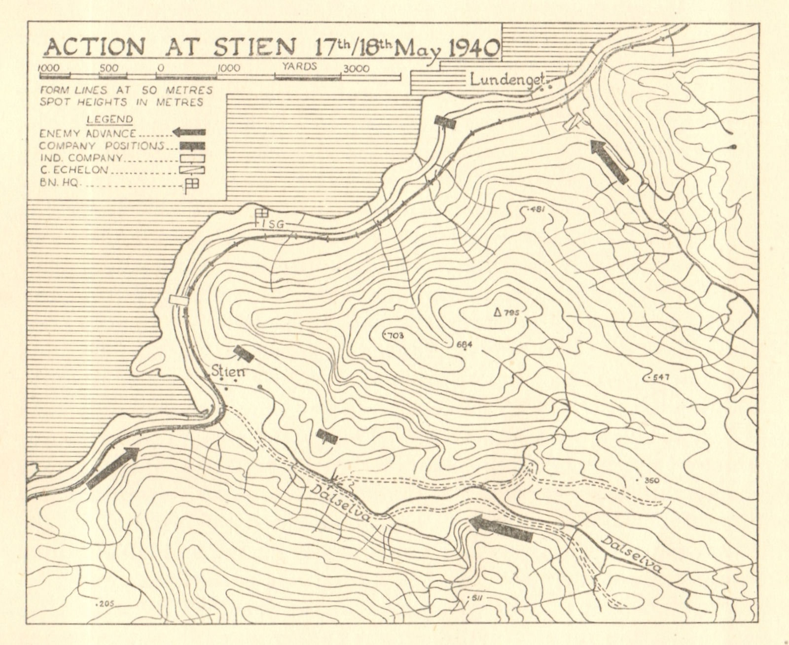 Associate Product World War 2 Norway Campaign Stien 17 May 1940 German Invasion SMALL 1952 map