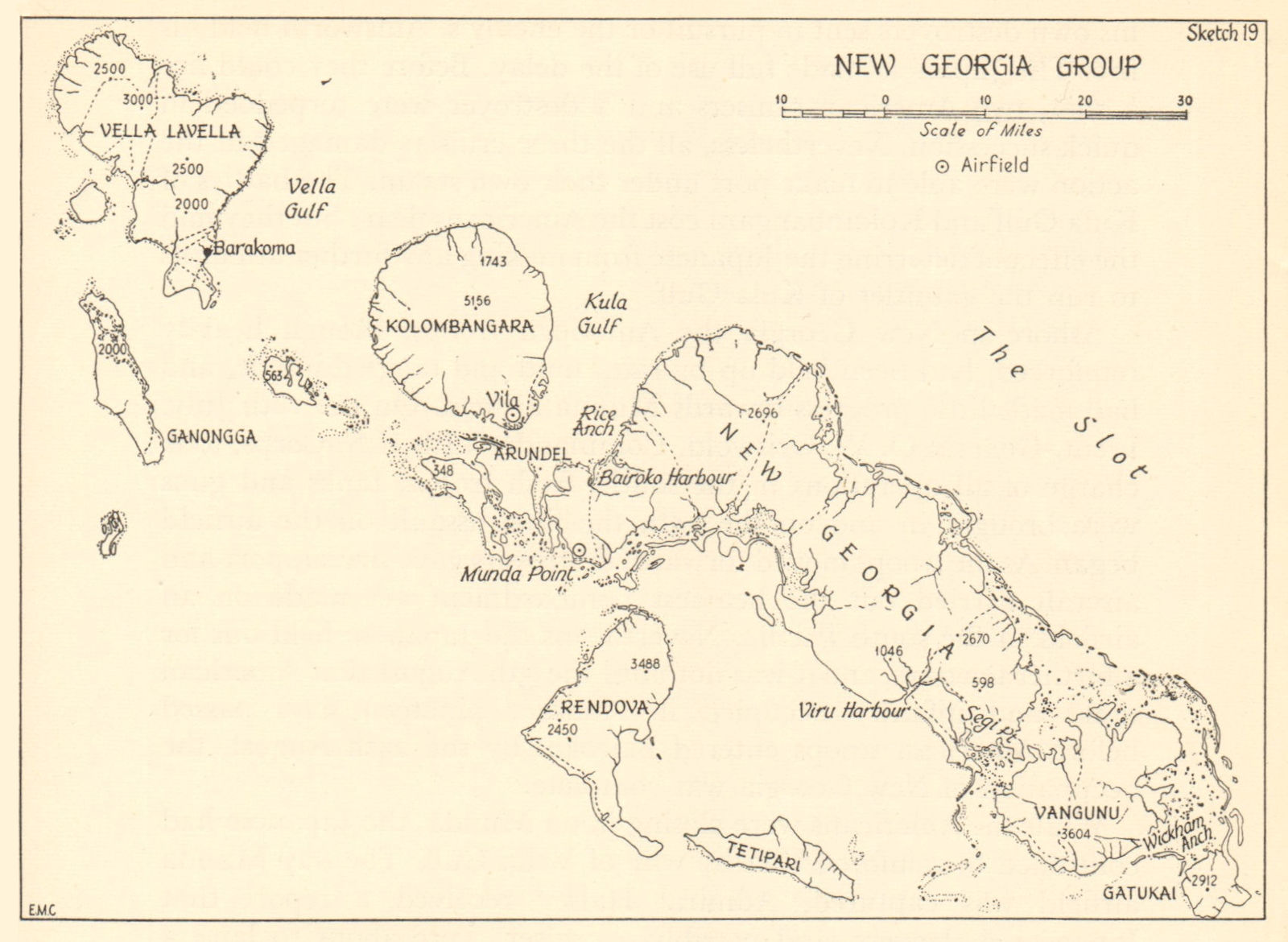 New Georgia Group, Solomon islands 1943. World War 2 Pacific 1961 old map