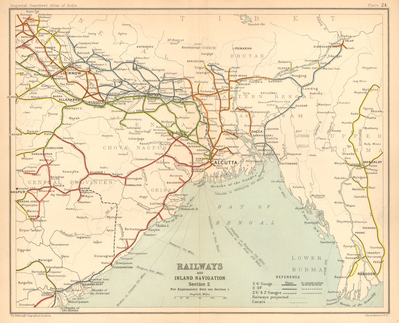 Associate Product BRITISH INDIA RAILWAYS North-east. Burma Bangladesh Bengal 1909 old map
