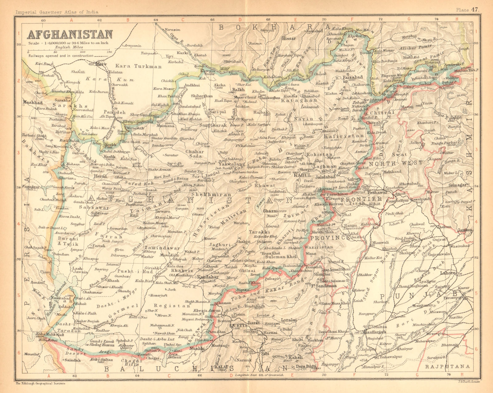 Associate Product Afghanistan & North-West Frontier 1909 old antique vintage map plan chart