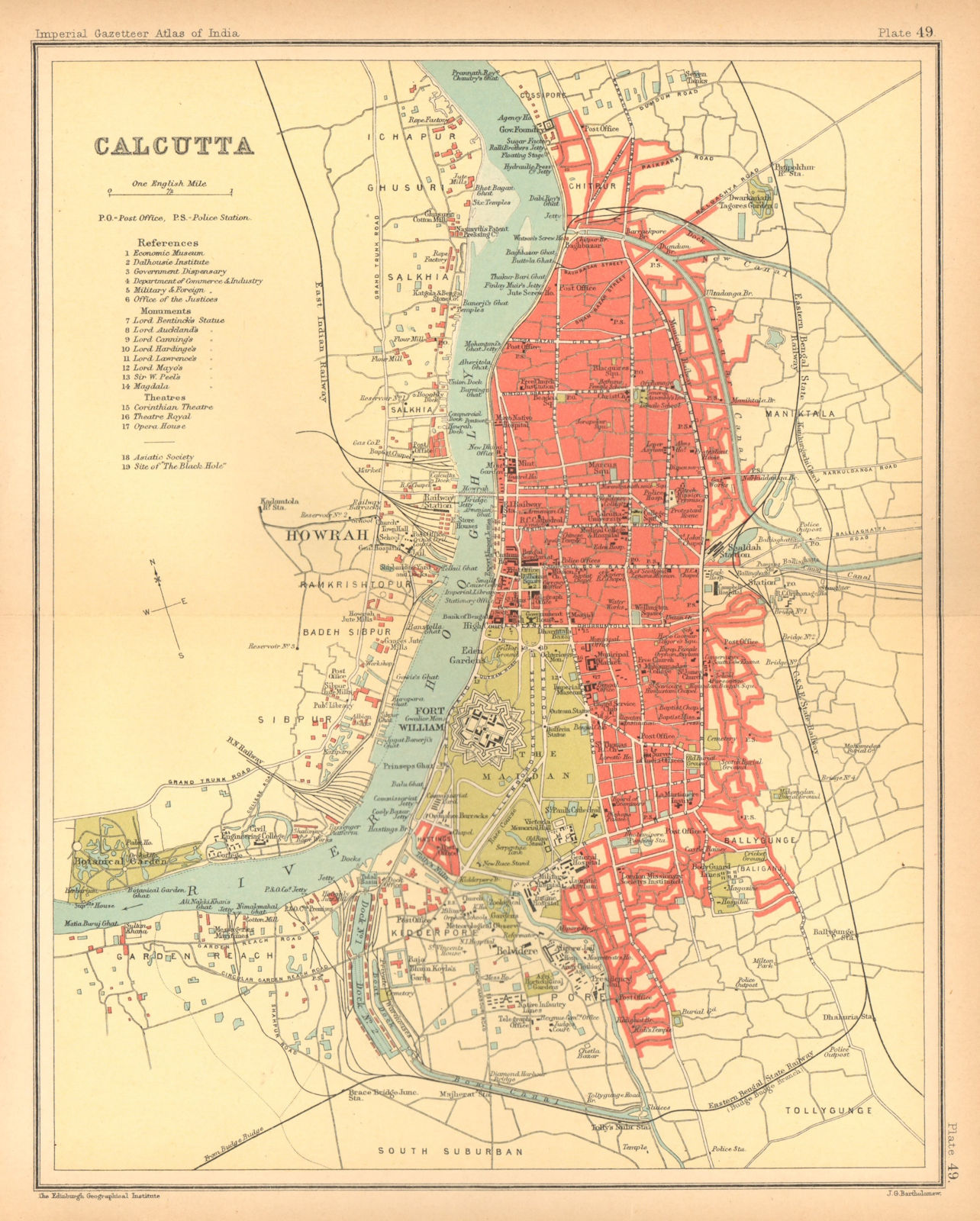 Associate Product Calcutta / Kolkata town city plan. Fort William. British India 1909 old map