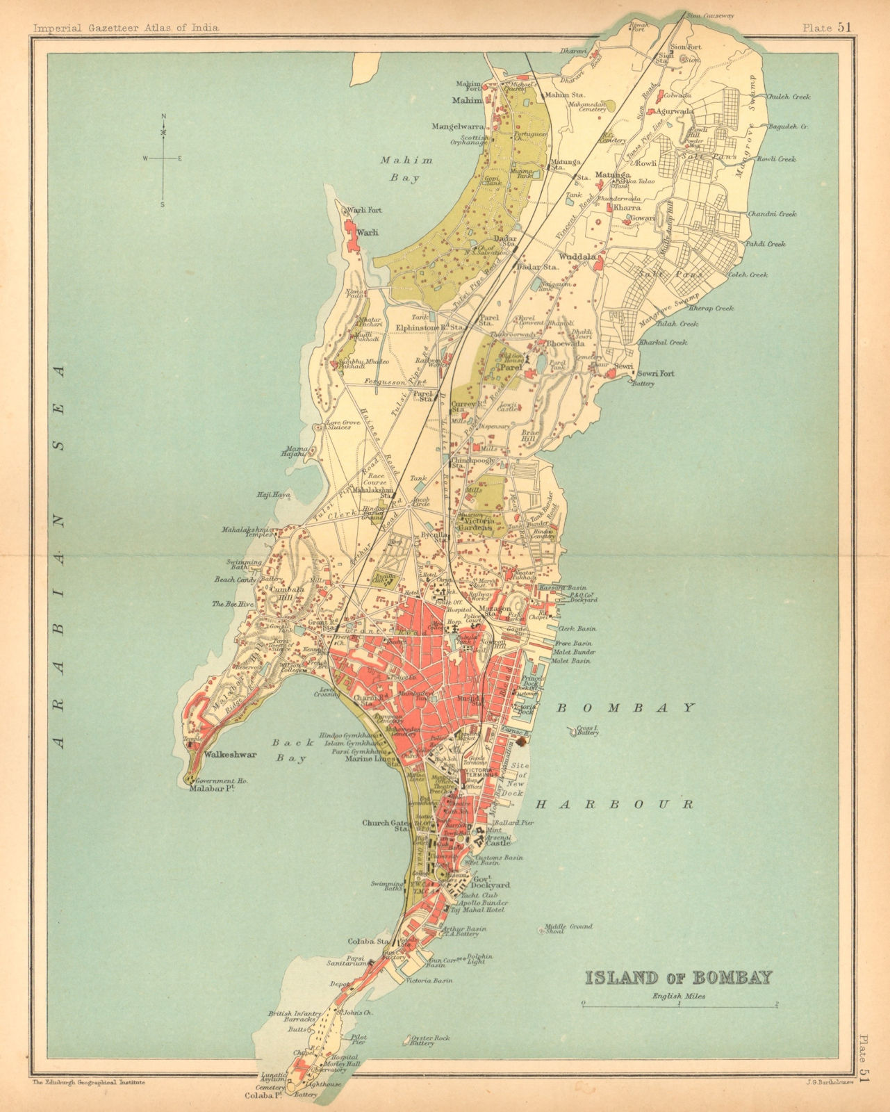 Associate Product Bombay Island town city plan. Mumbai. British India 1909 old antique map chart