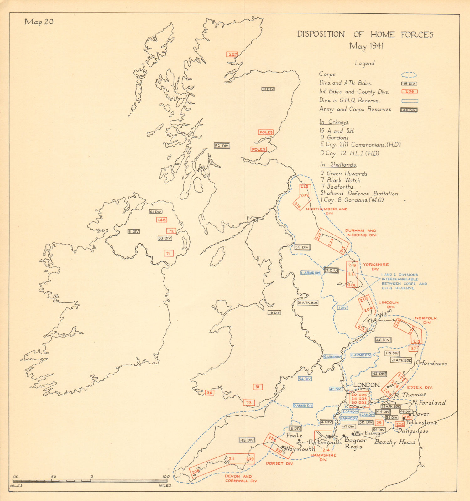 Associate Product UK Home Forces disposition May 1941. Defence. Sealion. World War 2 1957 map