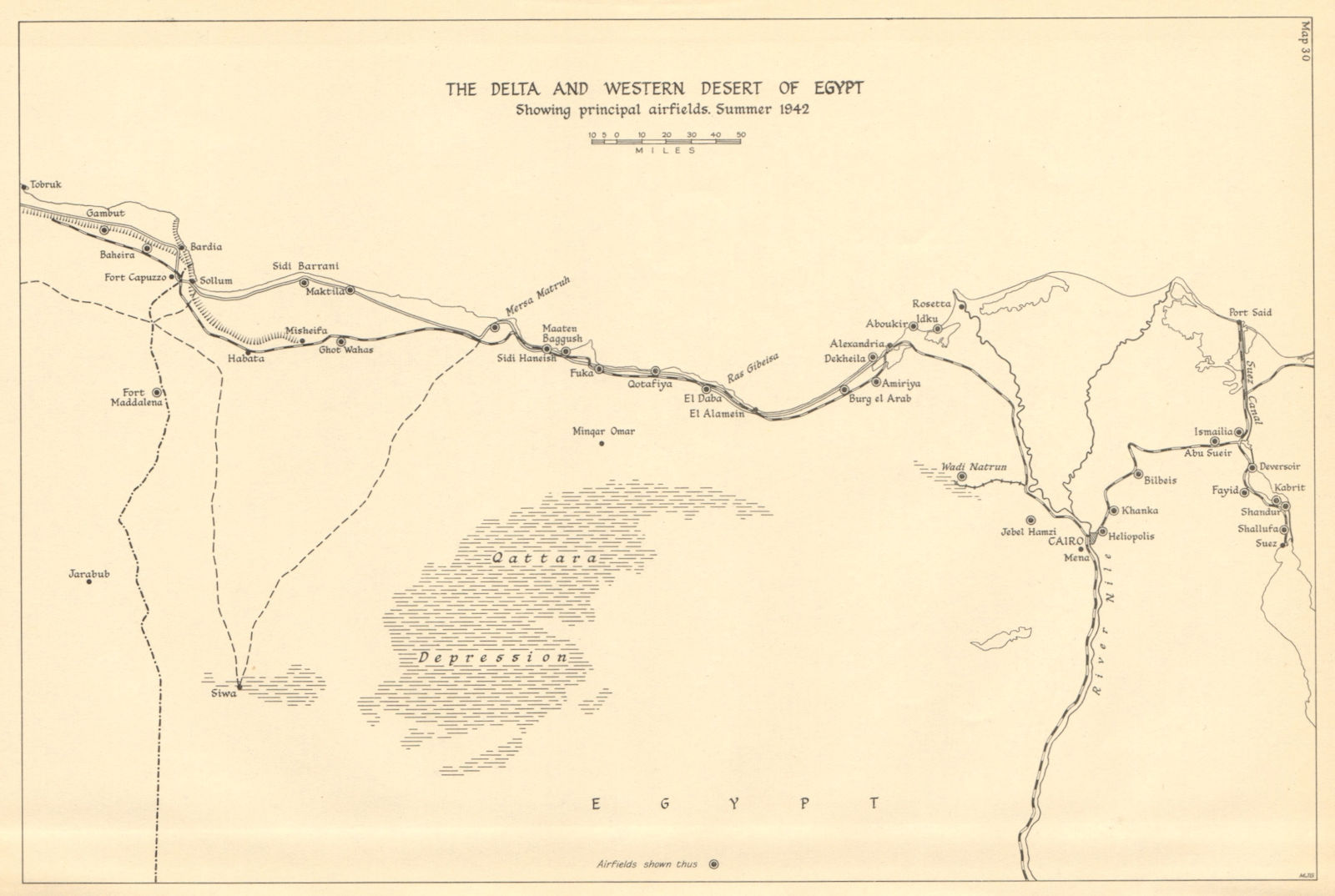 Associate Product Nile Delta & Egypt Western Desert main airfields. Summer 1942. WW2 1960 map