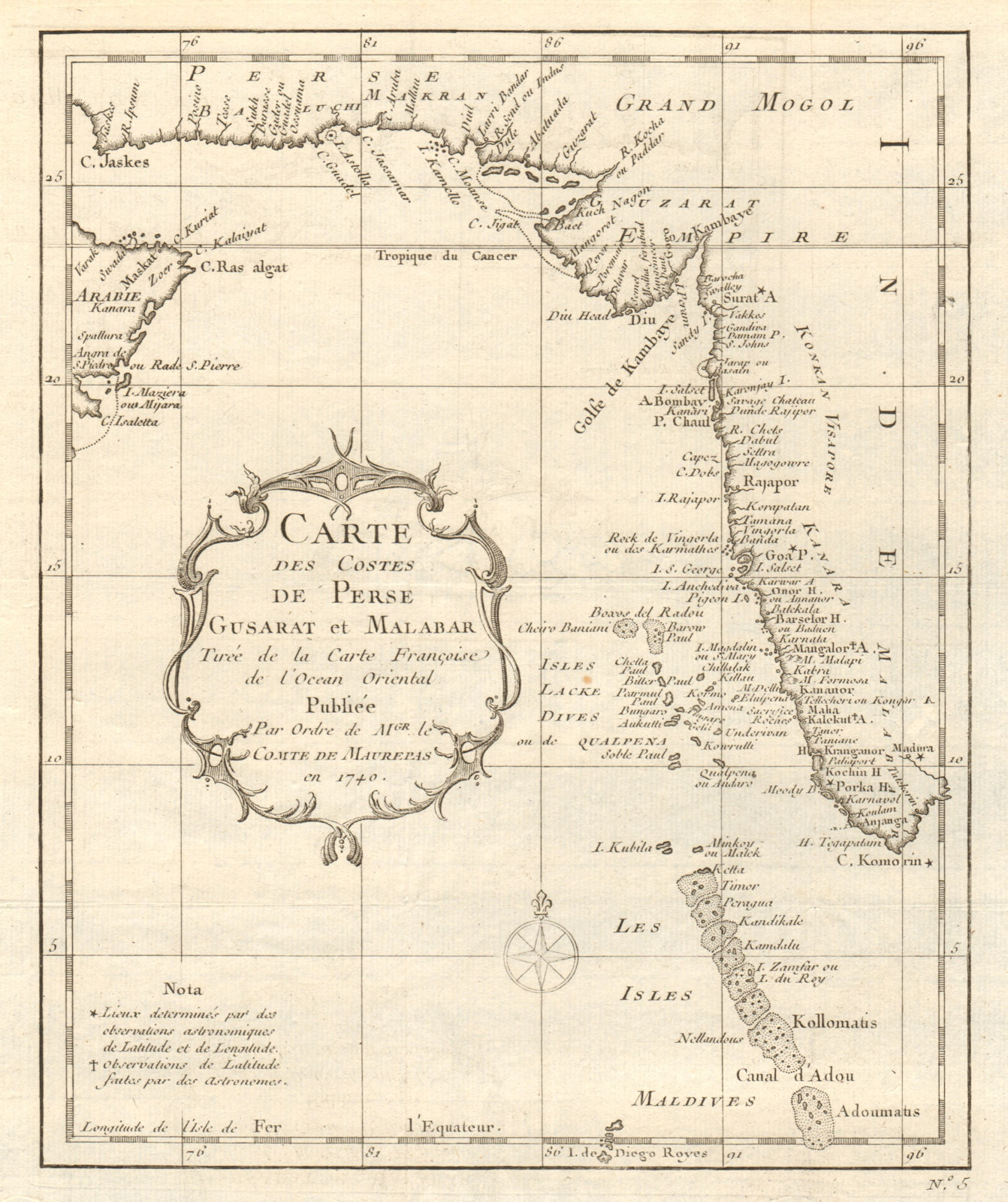 Associate Product 'Costes de Perse, Gusarat & Malabar'. India Arabian Sea Oman. BELLIN 1746 map
