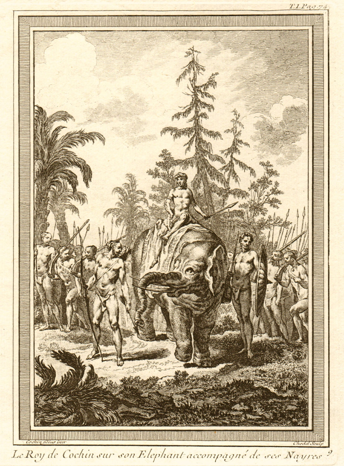 'Le Roy de Cochin sur son Elephant'. Unniraman Koyikal I, Maharaja of Kochi 1746