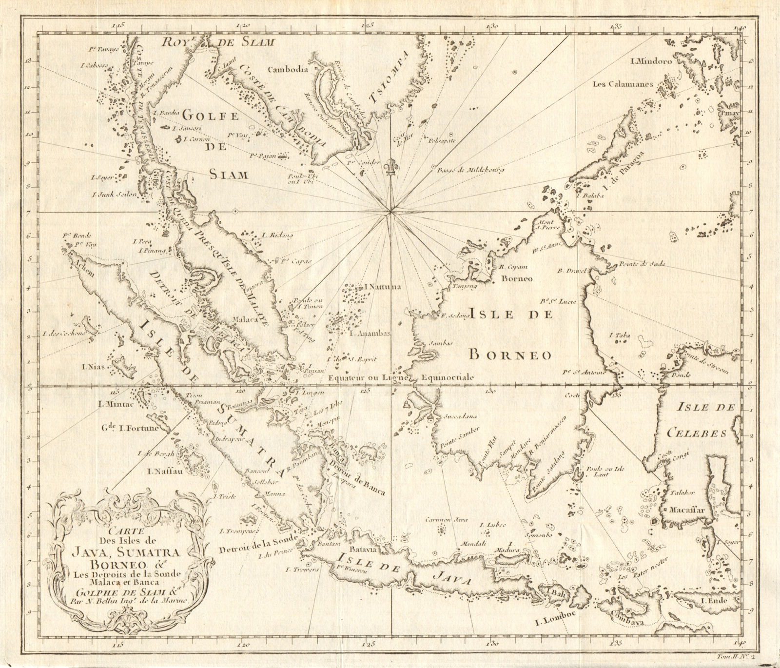 'Carte des Isles de Java, Sumatra, Borneo…' Malaysia Indonesia. BELLIN 1746 map