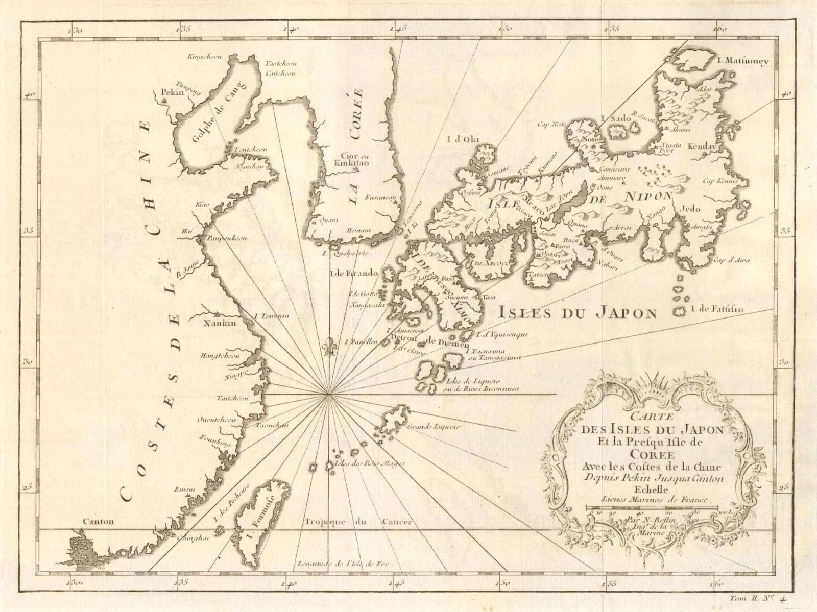 'Isles du Japon & presqu’Isle de Corée'. Japan Korea China. BELLIN 1746 map