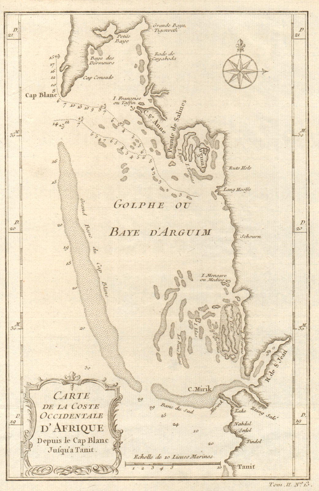 'Coste Occidentale d’Afrique…' Arguin Bay Cap Blanc Mauritania. BELLIN 1746 map