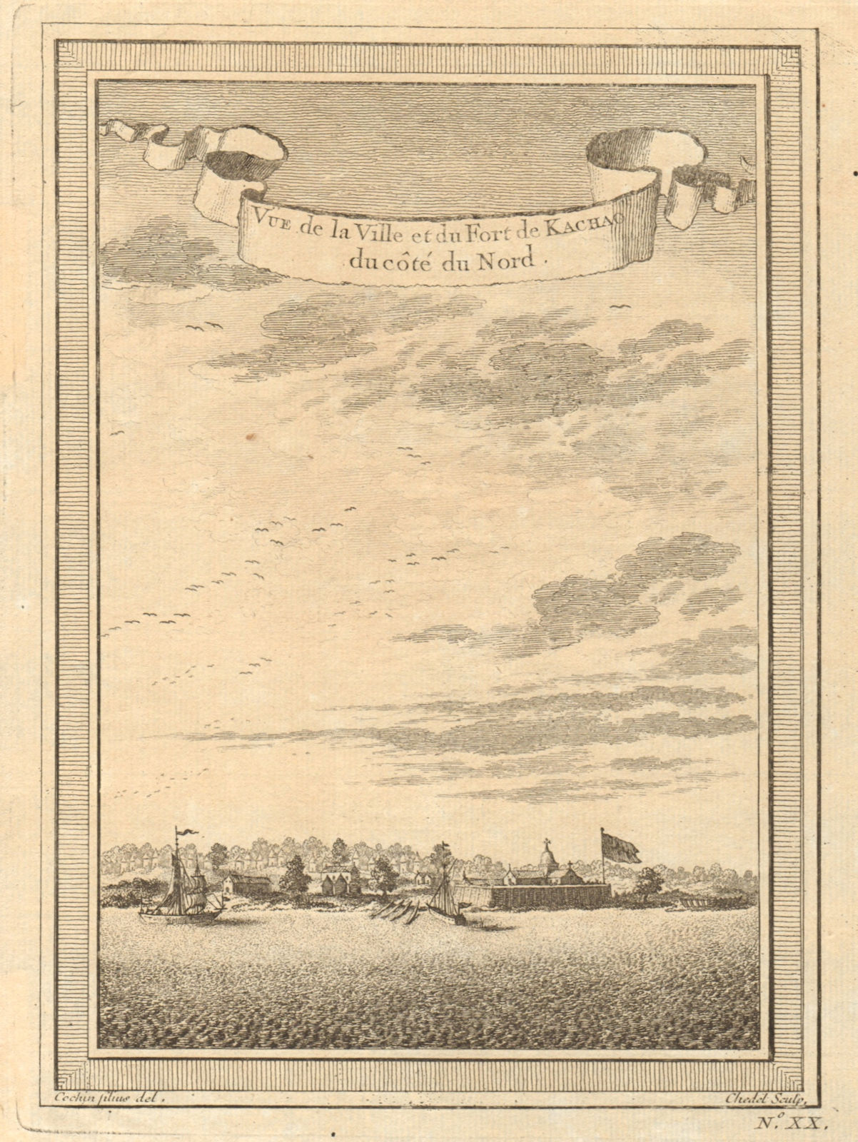Associate Product Guinea-Bissau. View of Cacheu town & Fortaleza de São José da Amura 1746 print