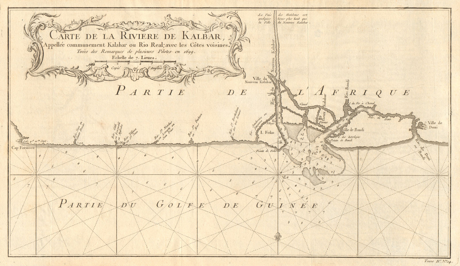 'Carte de la Rivière de Kalbar…'. Calabar River, Nigeria. BELLIN 1747 old map