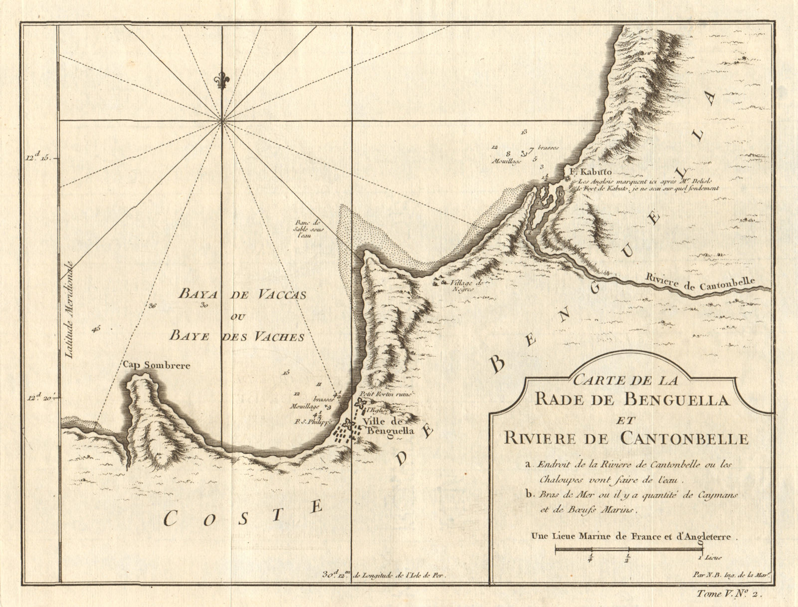 Associate Product 'Benguela & riviere de Cantonbelle'. Angola Catumbela Lobito. BELLIN 1748 map