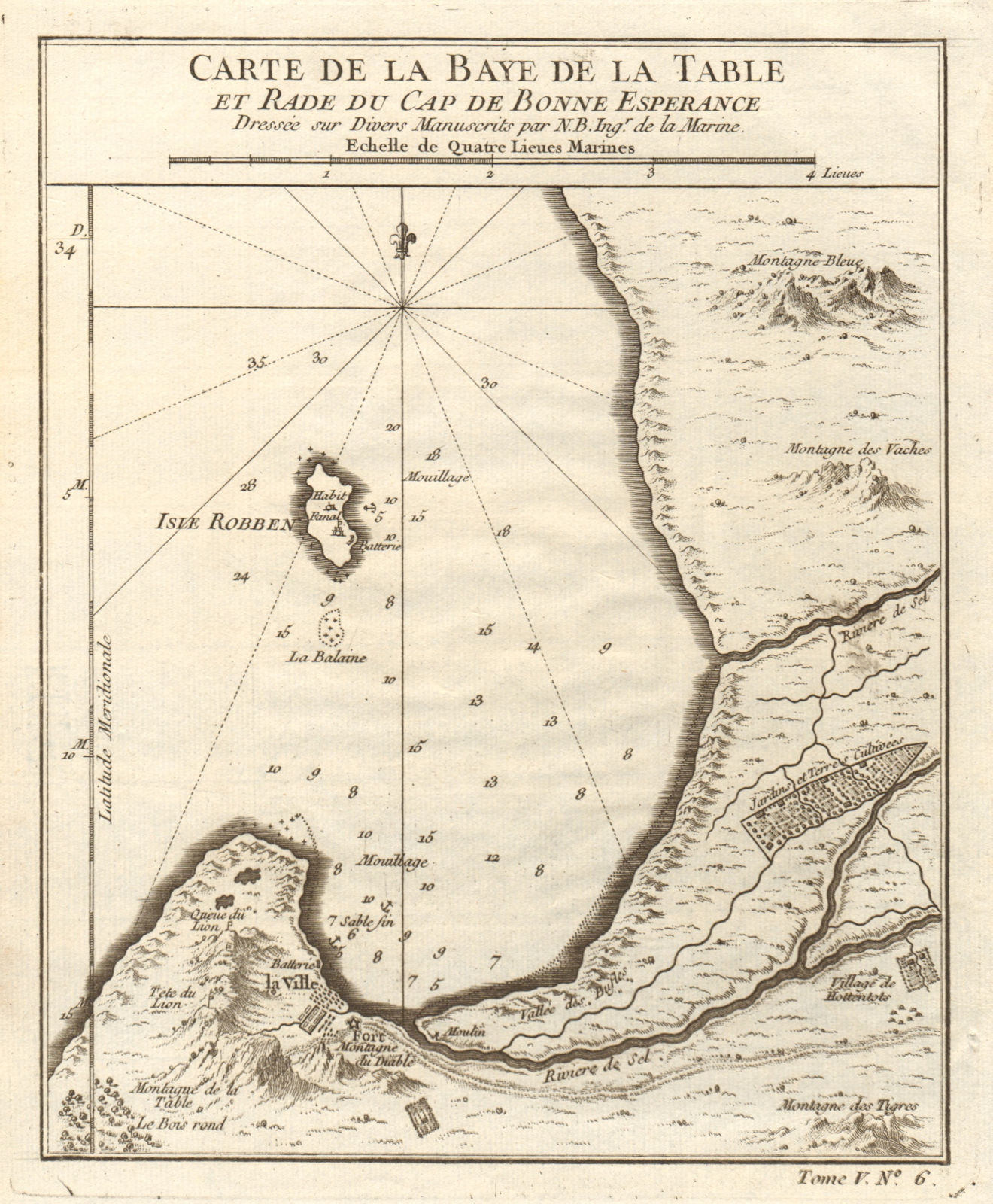Associate Product 'Baye de la Table et rade du Cap de Bonne-Esperance'. Cape Town. BELLIN 1748 map