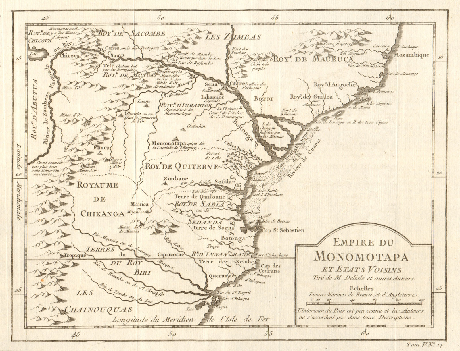 'Empire de Monomotapa'. Mutapa Empire. Mozambique Kruger Park. BELLIN 1748 map