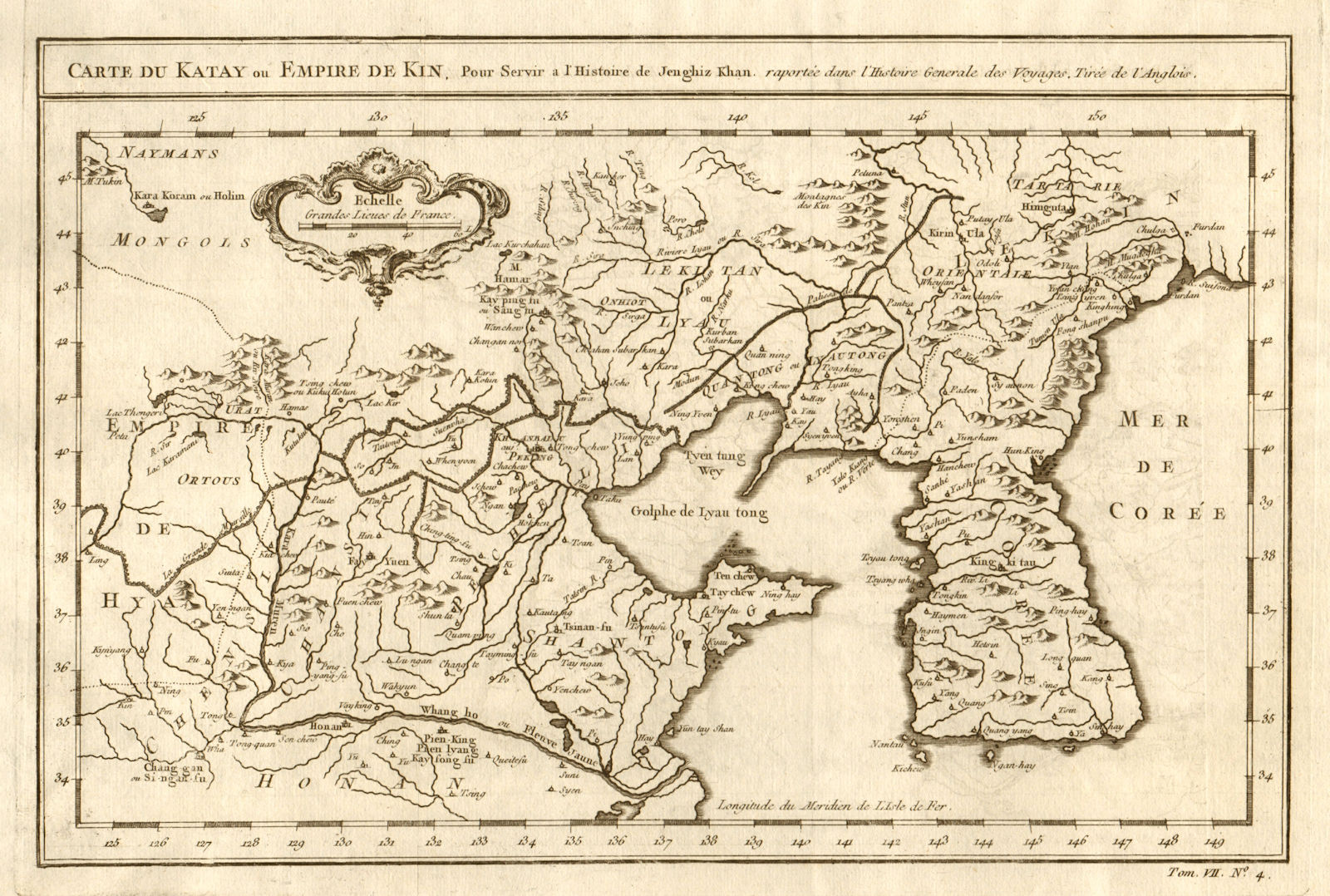 'Carte du Katay ou Empire de Kin'. Cathay. Northern China Korea. BELLIN 1749 map