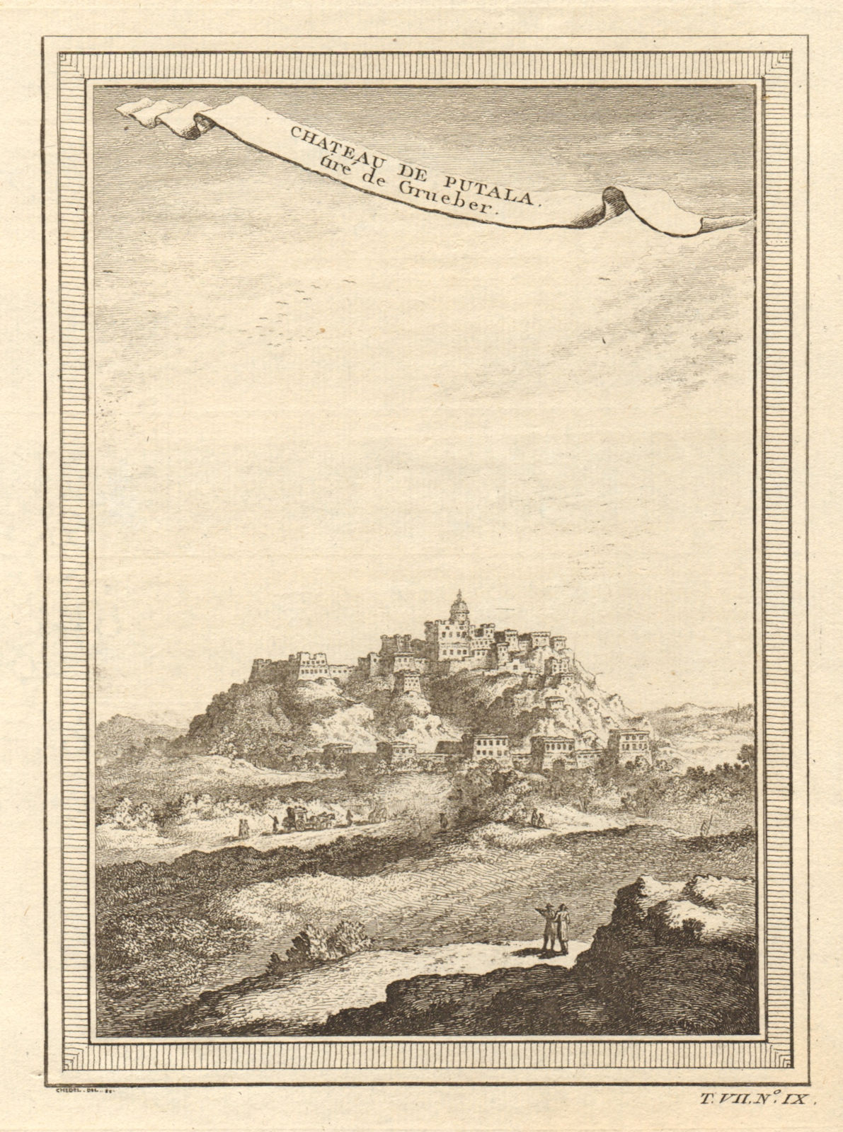Associate Product 'Château de Putala'. View of the Potala Palace, Lhasa, Tibet, from Grueber 1749