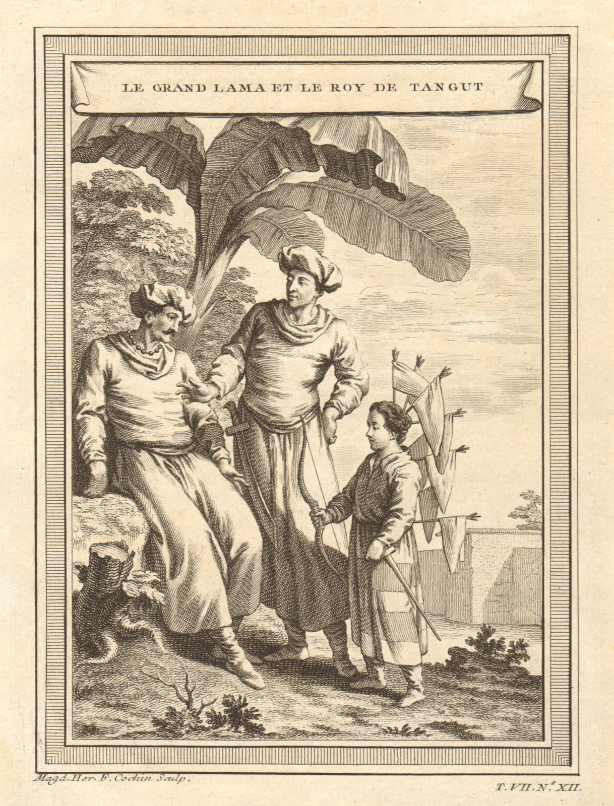 'Le Grand Lama & le Roy de Tangut'. Dalai Lama & Han, King of Tangut. Tibet 1749