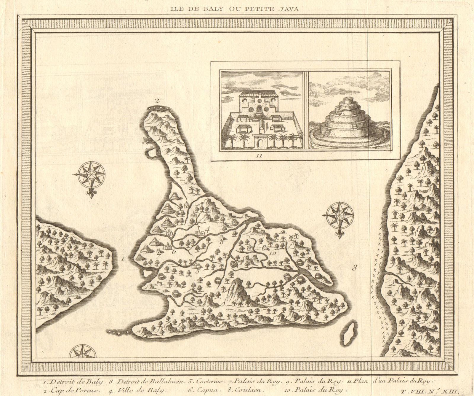 'Ile de Baly ou Petite-Java'. Bali, Indonesia. Royal palace. BELLIN 1750 map