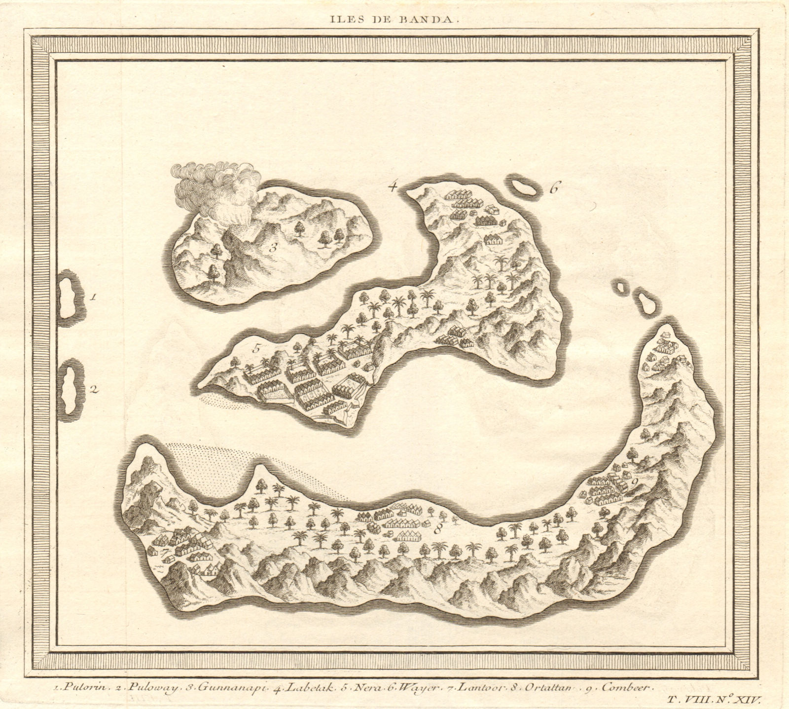 'Isles de Banda' islands, Maluku. Banda Neira Naira Fort Belgica BELLIN 1750 map