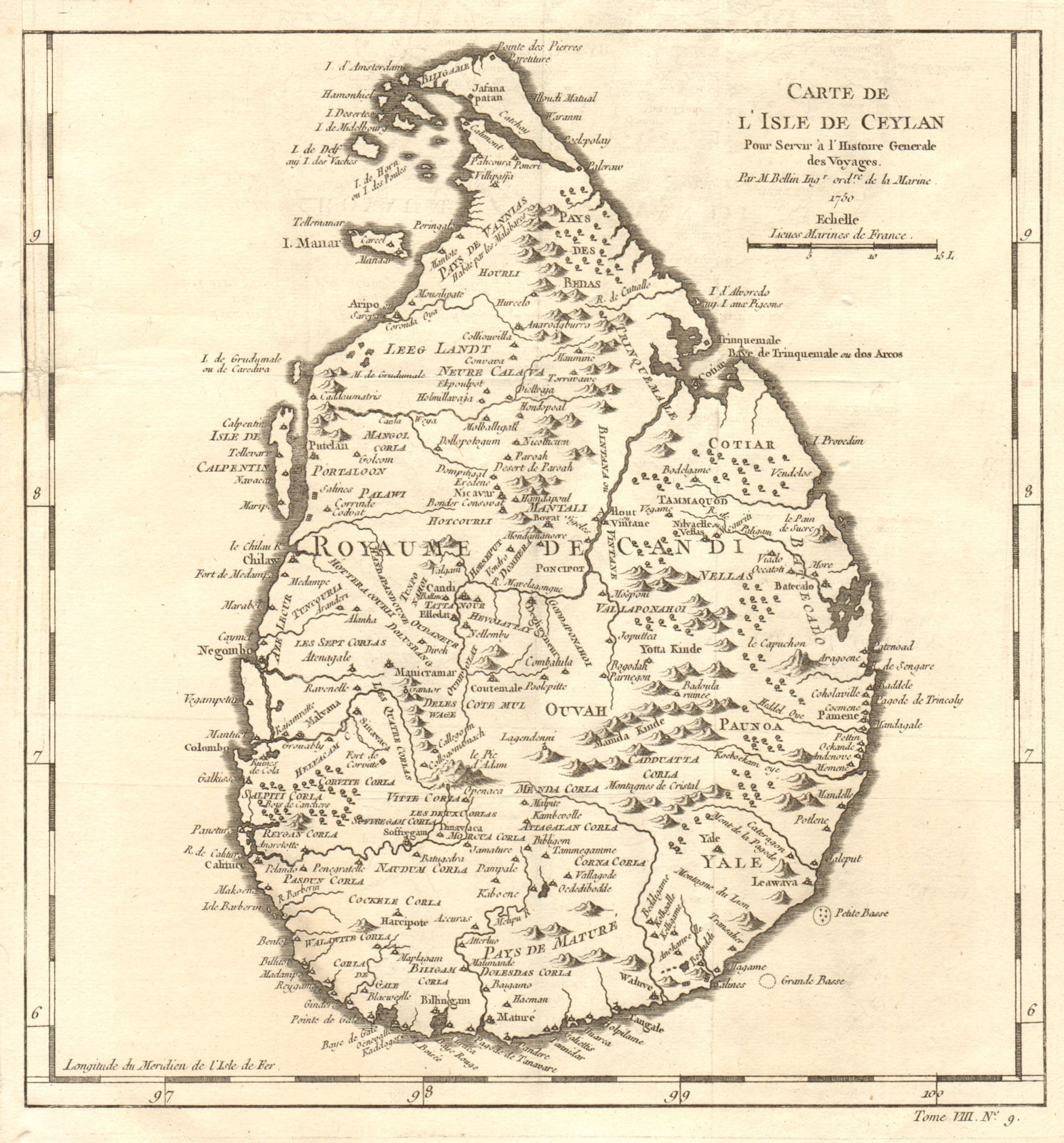 Associate Product 'Carte de l’lsle de Ceylan'. Sri Lanka. Island of Ceylon. BELLIN 1750 old map
