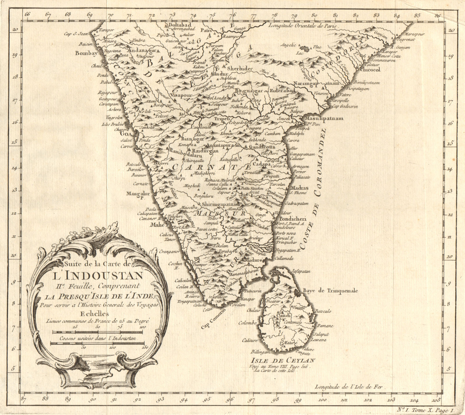 'Suite de la Carte de l’Indoustan IIe Feuille'. Southern India. BELLIN 1752 map