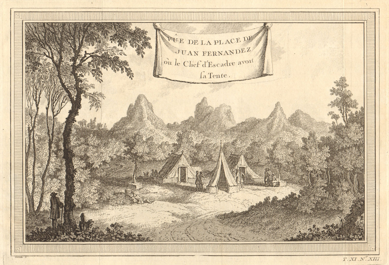 Anson's camp (1741) on Isla Robinson Crusoe, Juan Fernandez islands, Chile 1753