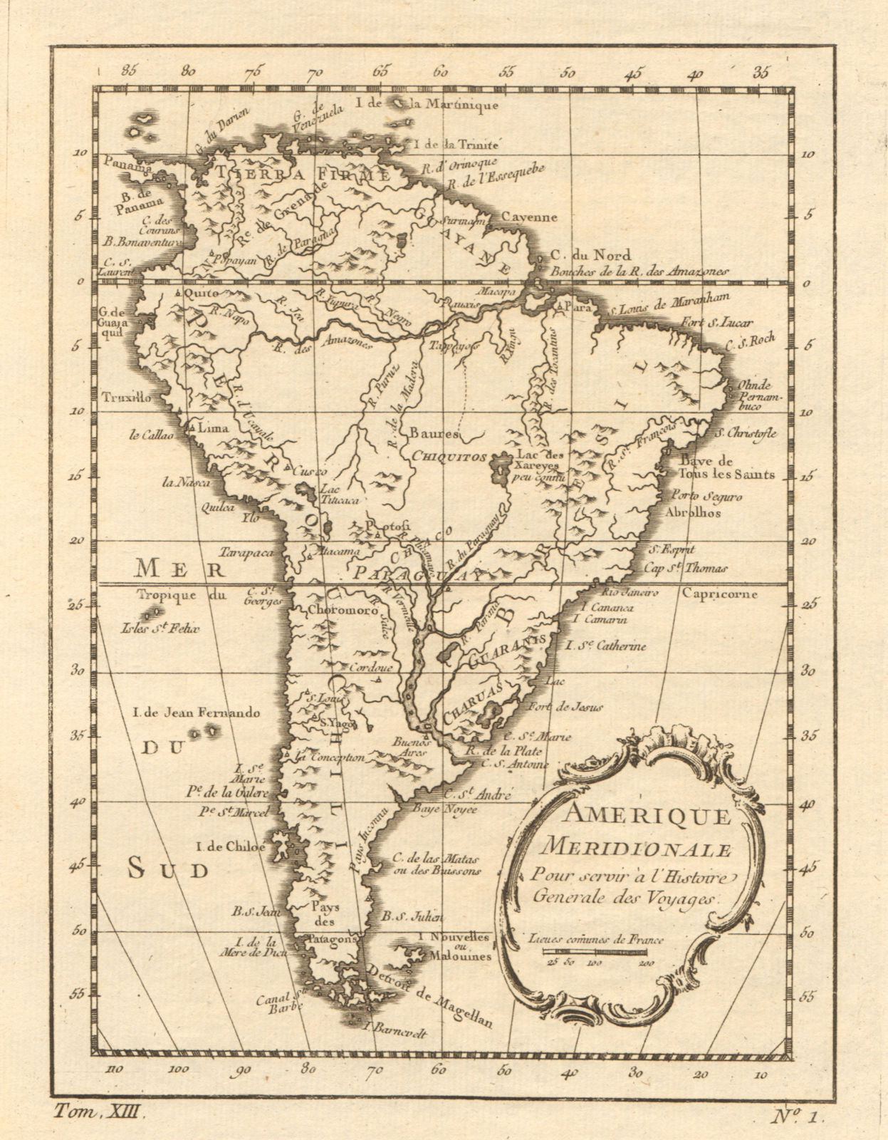 'Amerique Méridionale'. South America. Brazil Argentina &c. BELLIN 1756 map