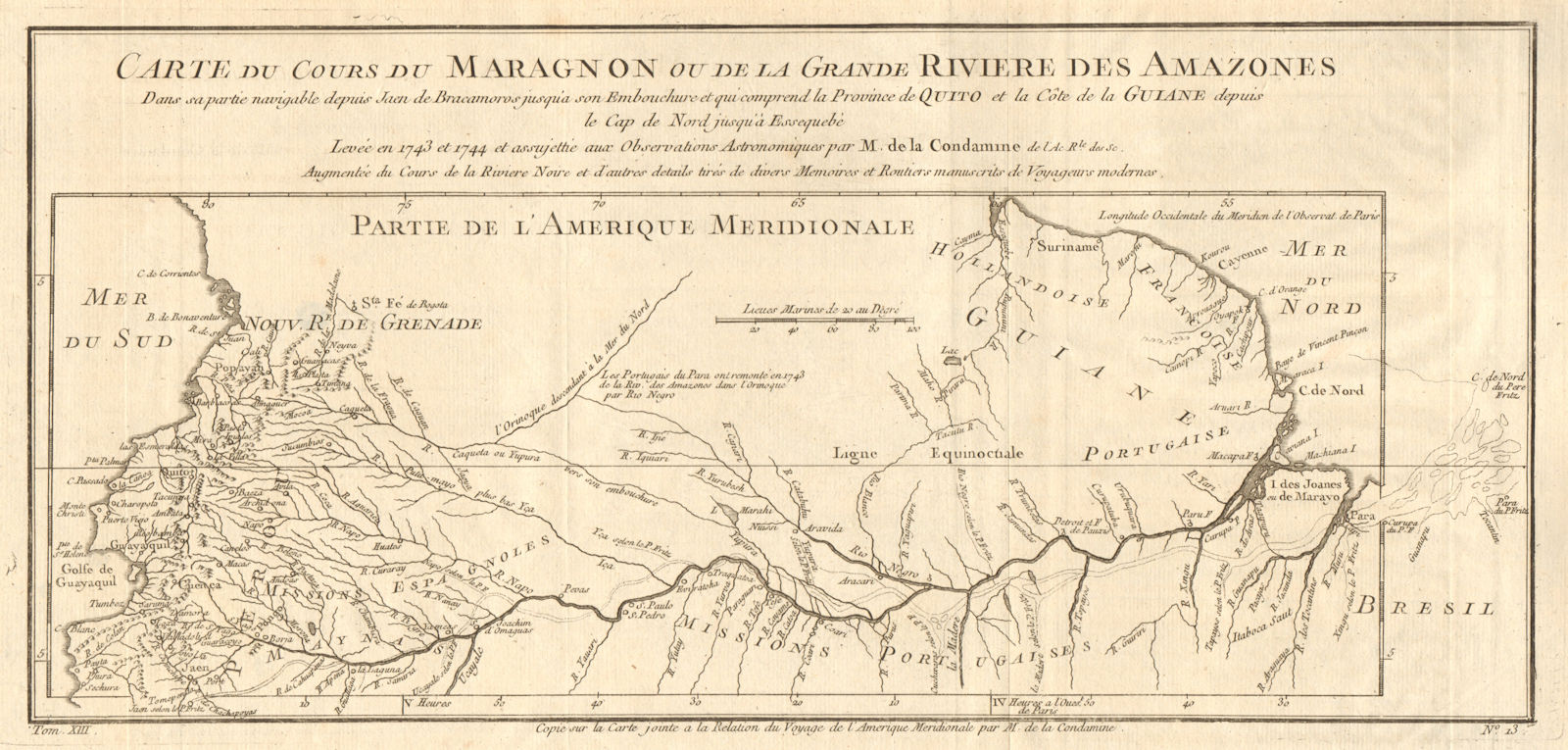 'Cours du Maragnon ou de la Grande Riviere des Amazones'. River. BELLIN 1756 map