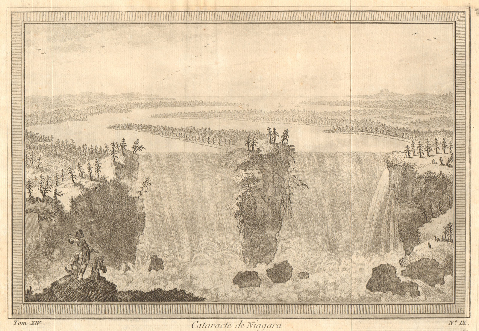 'Cataracte de Niagara'. A view of Niagara Falls. BELLIN 1757 old antique print