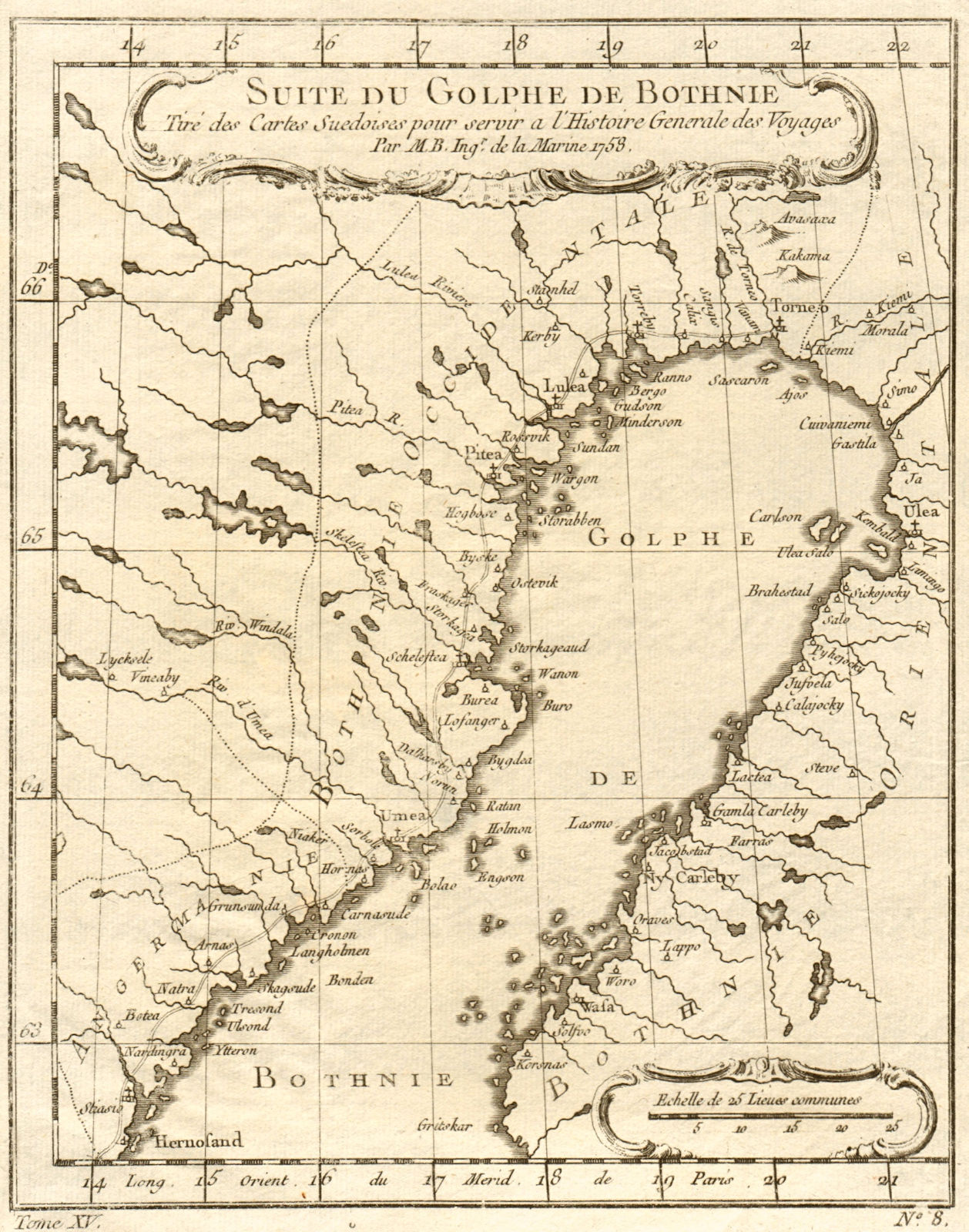 'Suite du Golphe de Bothnie'. Northern Gulf of Bothnia. Sweden. BELLIN 1759 map