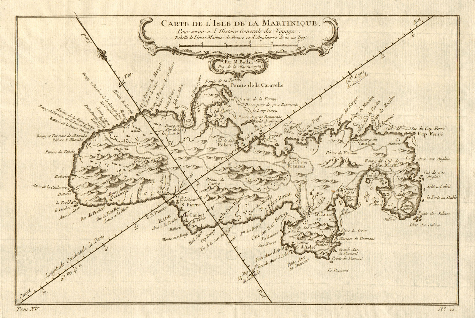Associate Product 'Carte de l'Isle de la Martinique'. French West Indies. BELLIN 1759 old map