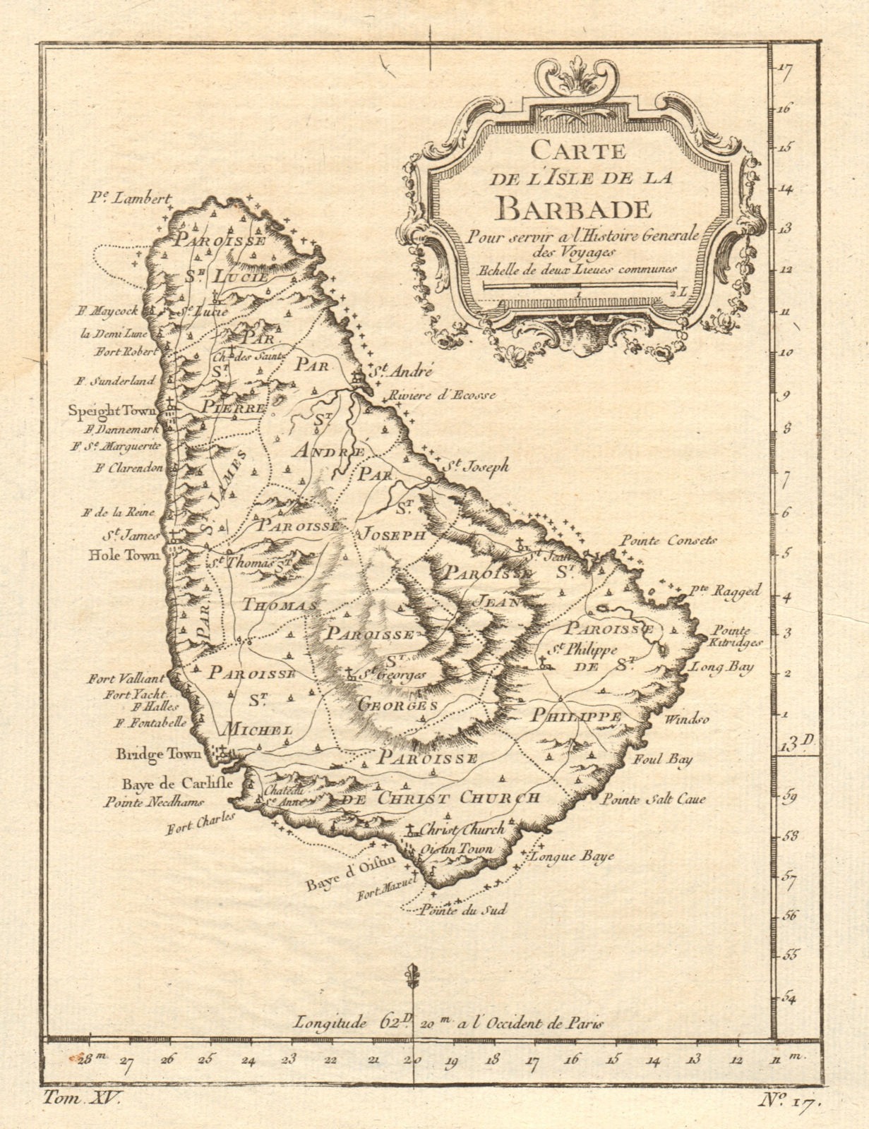'Carte de l'Isle de la Barbade'. Barbados. West Indies. BELLIN 1759 old map