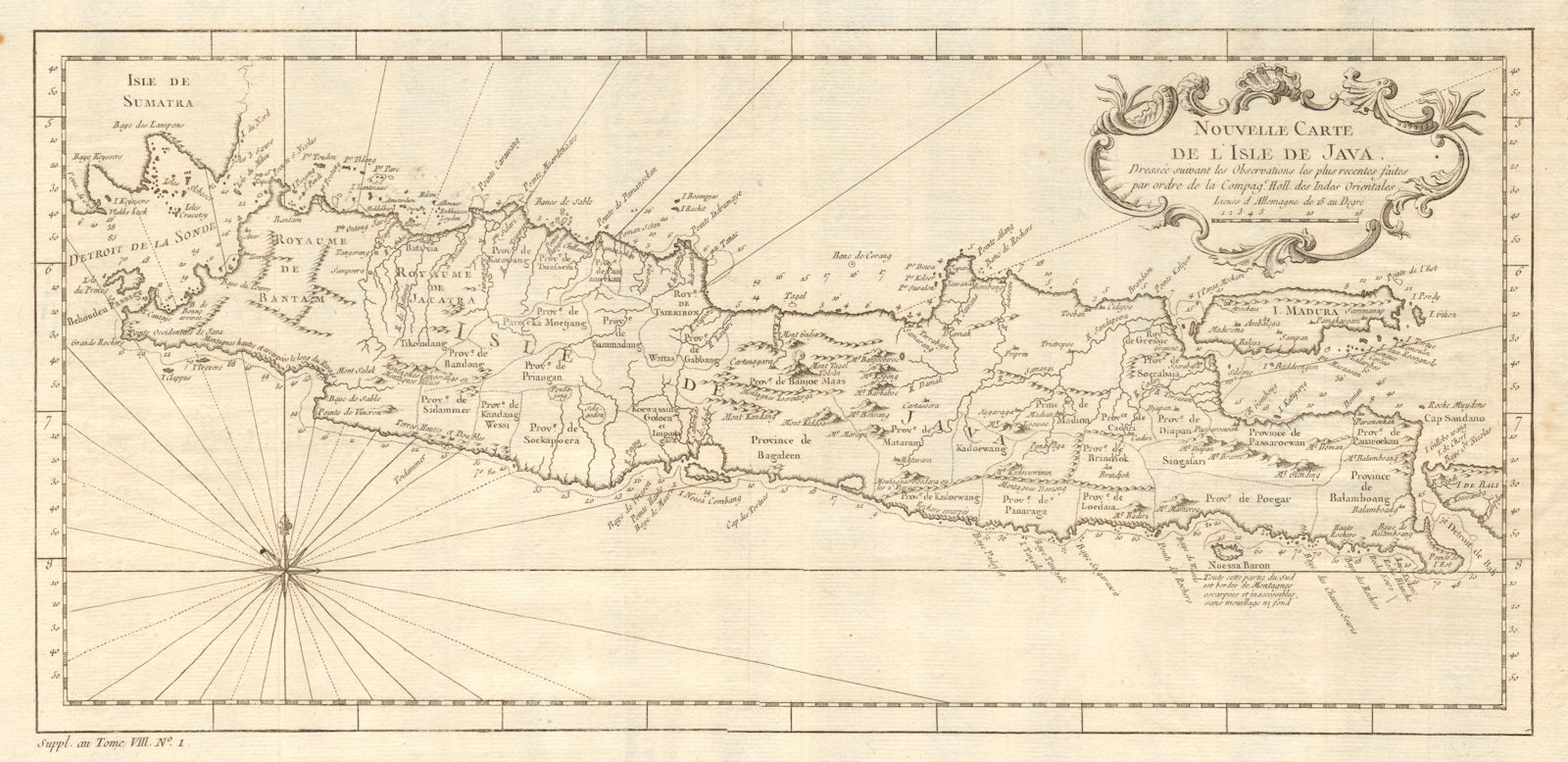 'Nouvelle Carte de l’Isle de Java'. Dutch East India Company. BELLIN 1761 map