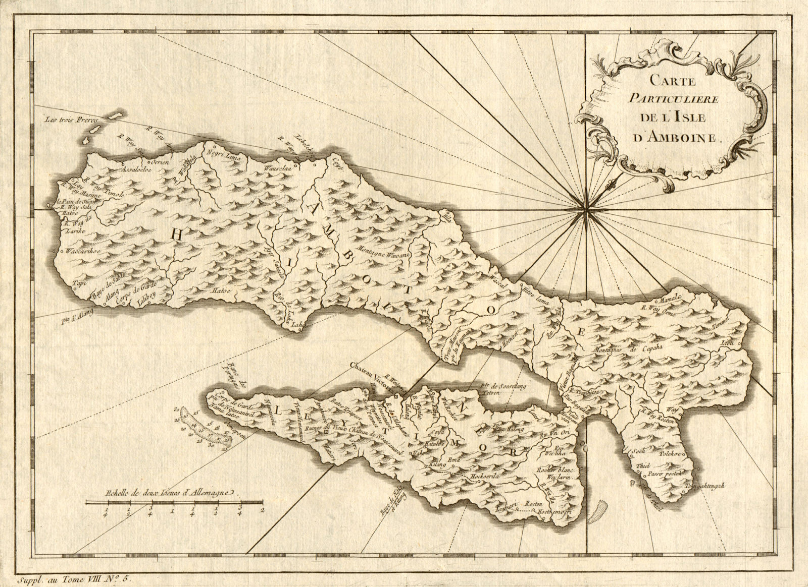 Associate Product 'Carte particulière de I’lsle d’Amboine'. Ambon, Maluku islands. BELLIN 1761 map
