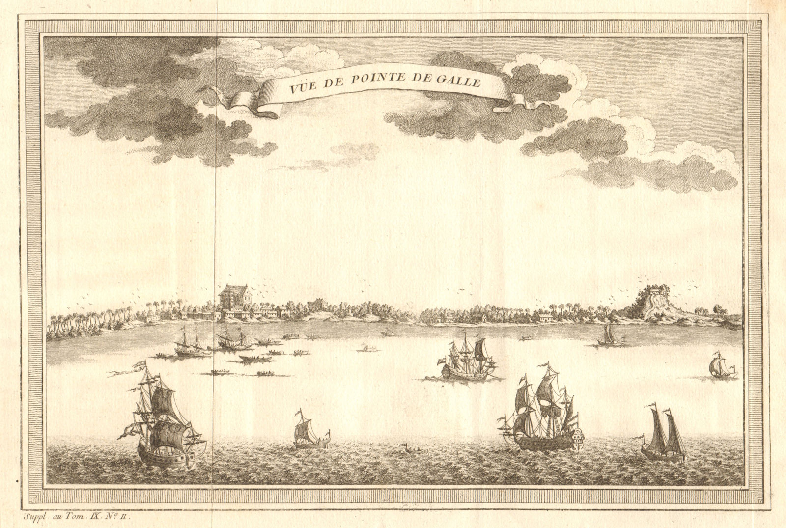 'Vue de Point-de-Galle'. View of Galle, Sri Lanka. Ceylon 1761 old print